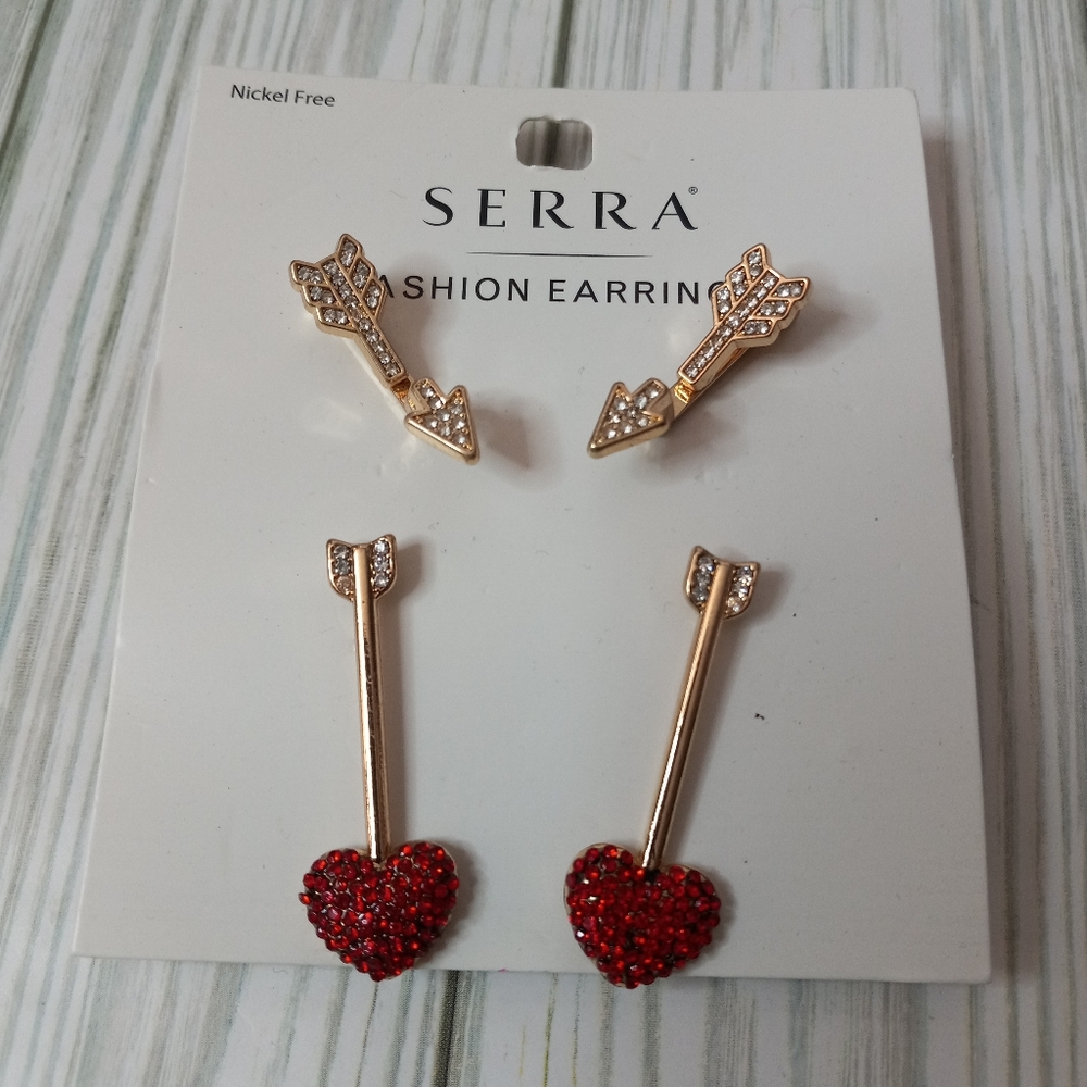 Serra Heart & Arrows Valentine Fashion Earrings